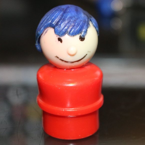 Fisher Price Little People Vintage red clothes blue Hair Boy - Picture 1 of 1